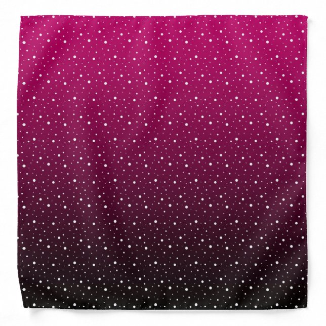 White polka dots on crimson and black gradient. bandana (Front)