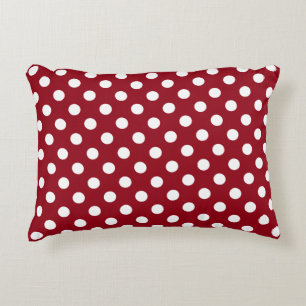 White Polka Dots on Crimson Red Accent Pillow