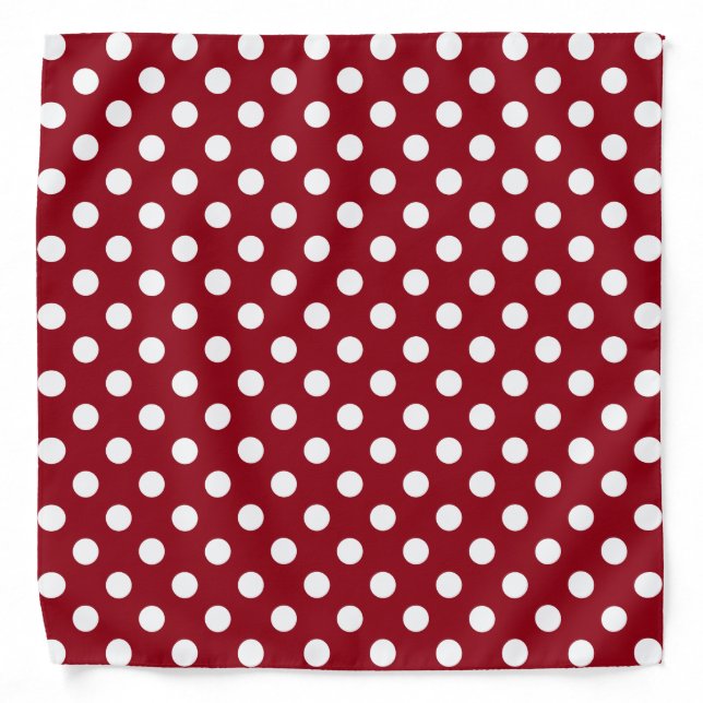 White Polka Dots on Crimson Red Bandana (Front)