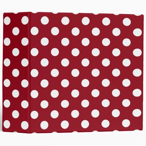 White Polka Dots on Crimson Red Binder