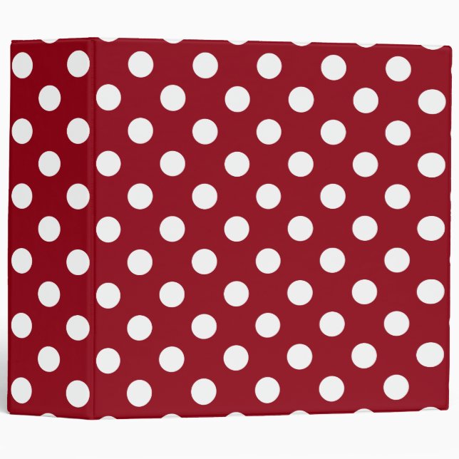 White Polka Dots on Crimson Red Binder (Front/Spine)