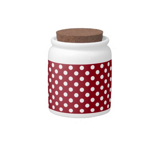 White Polka Dots on Crimson Red Candy Jar