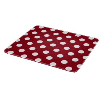 White Polka Dots on Crimson Red Cutting Board | Zazzle