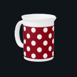 White Polka Dots on Crimson Red Drink Pitcher<br><div class="desc">White polka dots on crimson red background
White circles patterns crimson red background
crimson red background with white dots
white circles on ruby red background</div>