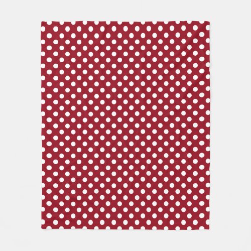 White Polka Dots on Crimson Red Fleece Blanket