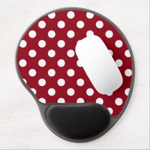 White Polka Dots on Crimson Red Gel Mouse Pad