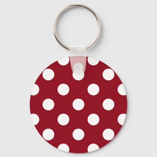 White Polka Dots on Crimson Red Keychain