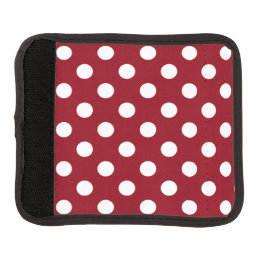 White Polka Dots on Crimson Red Luggage Handle Wrap