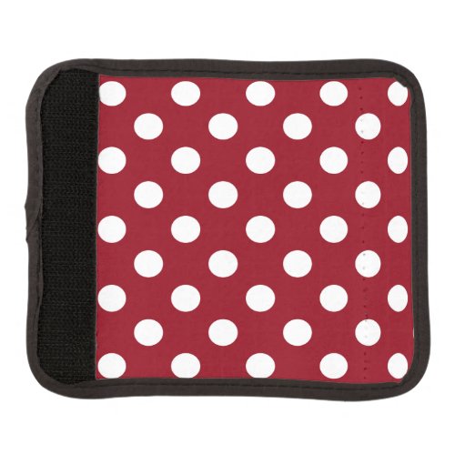 White Polka Dots on Crimson Red Luggage Handle Wrap