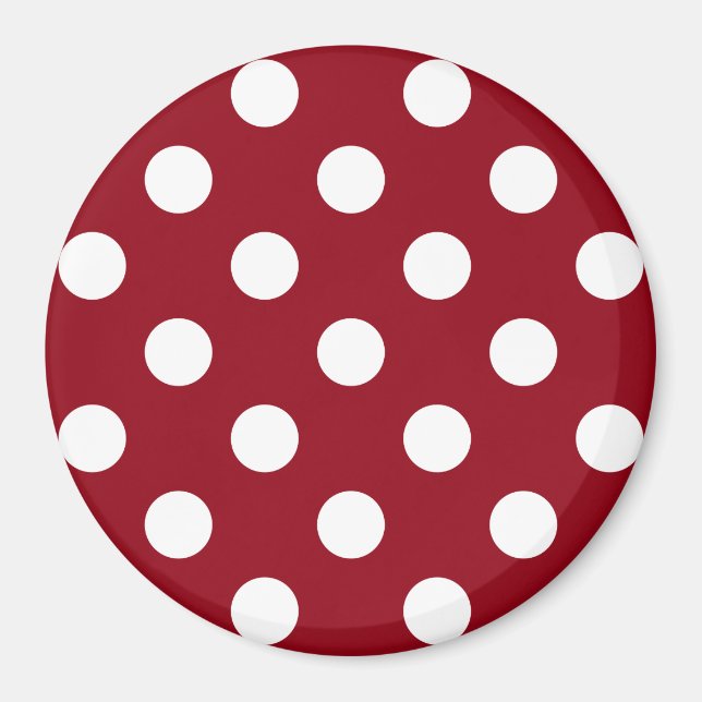 White Polka Dots on Crimson Red Magnet (Front)