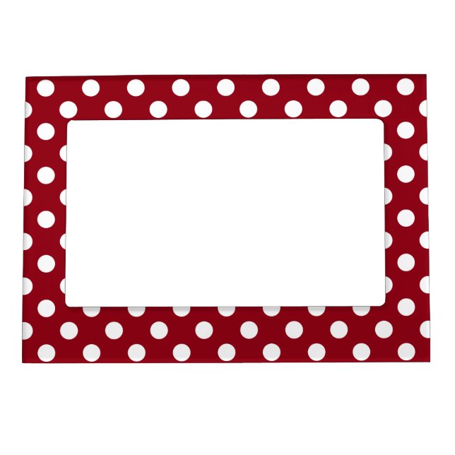 White Polka Dots on Crimson Red Magnetic Frame (Front)