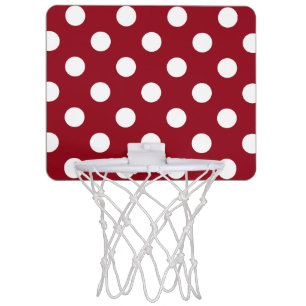 White Polka Dots on Crimson Red Mini Basketball Hoop