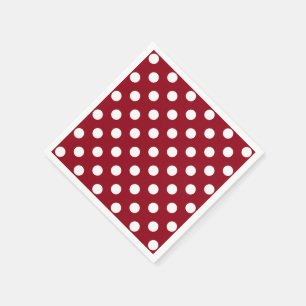 White Polka Dots on Crimson Red Napkins