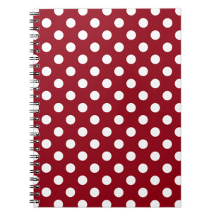 White Polka Dots on Crimson Red Notebook