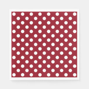 White Polka Dots on Crimson Red Paper Napkins