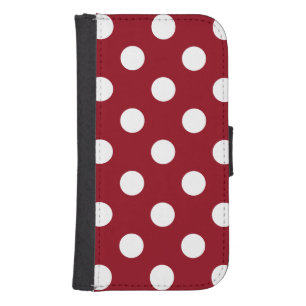 White Polka Dots on Crimson Red Phone Wallet