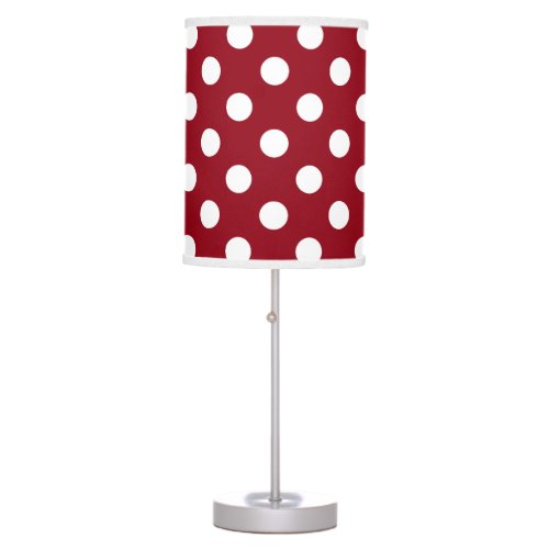 White Polka Dots on Crimson Red Table Lamp