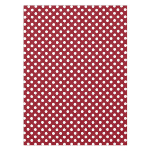 White Polka Dots on Crimson Red Tablecloth