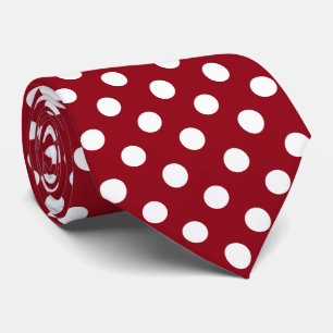 White Polka Dots on Crimson Red Tie