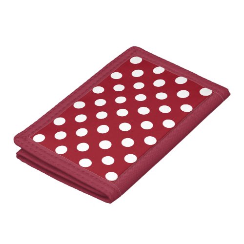 White Polka Dots on Crimson Red Tri_fold Wallet