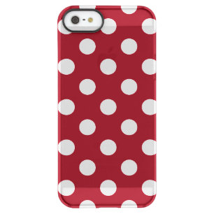 White Polka Dots on Crimson Red Permafrost iPhone SE/5/5s Case
