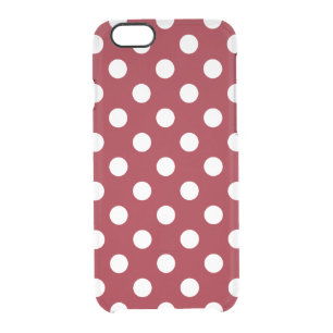 White Polka Dots on Crimson Red Clear iPhone 6/6S Case