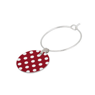 White Polka Dots on Crimson Red Wine Charm