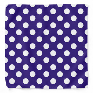 White polka dots on dark blue bandana