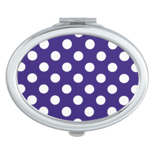 White polka dots on dark blue mirror for makeup