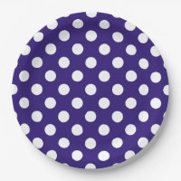 White polka dots on dark blue