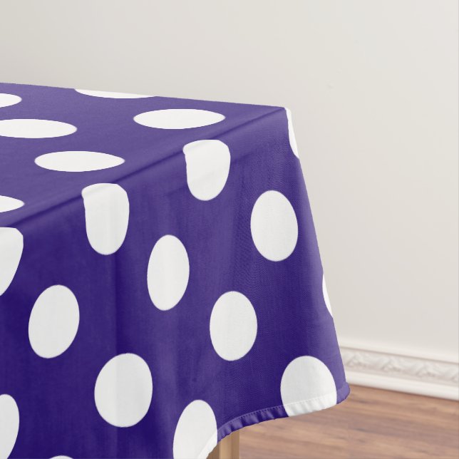 White polka dots on dark blue tablecloth (In Situ)