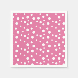 White Polka Dots on Dark Pink Napkins