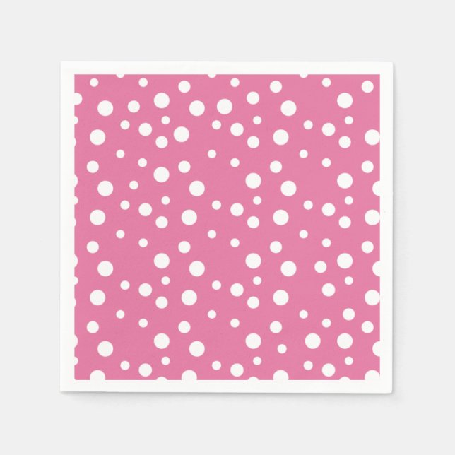 White Polka Dots on Dark Pink Napkins (Front)