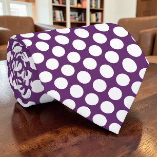 White Polka Dots on Deep Purple Custom Necktie