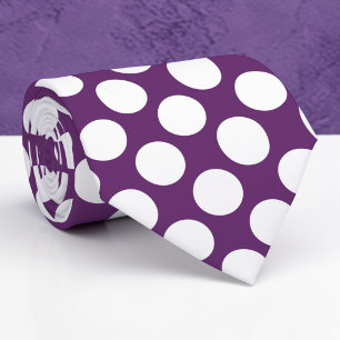 White Polka Dots on Deep Purple Custom Necktie