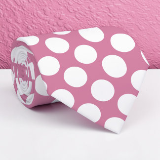 White Polka Dots on Dusty Pink Custom Necktie