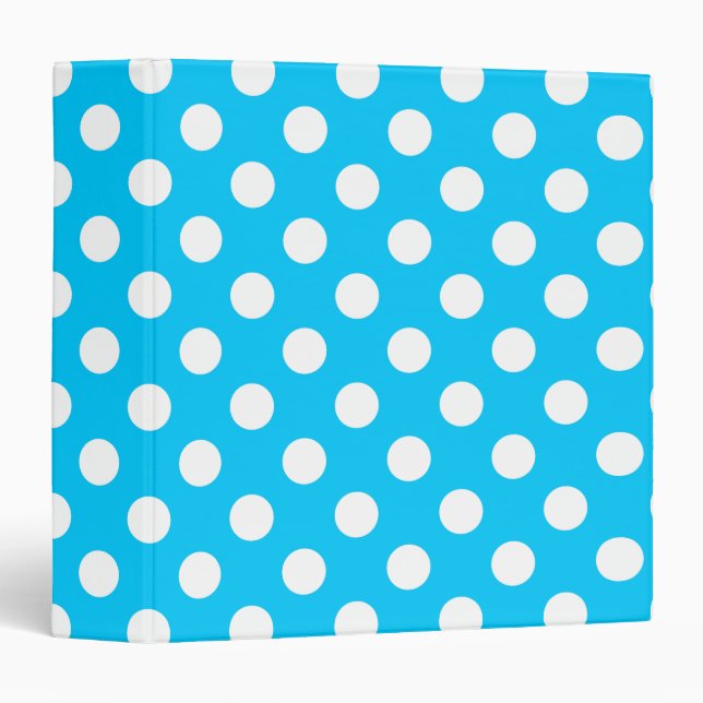 White polka dots on electric blue 3 ring binder (Front/Spine)