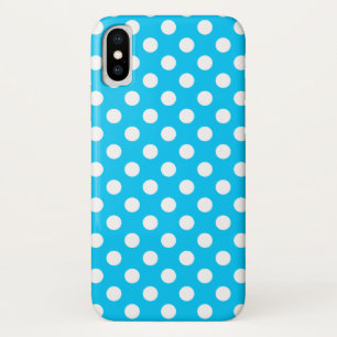 White polka dots on electric blue iPhone x case