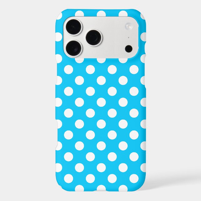 White polka dots on electric blue Case-Mate iPhone case (Back)