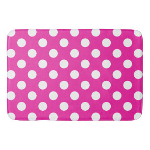 White polka dots on fuchsia bathroom mat