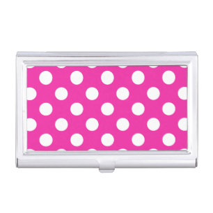 White polka dots on fuchsia case for business cards
