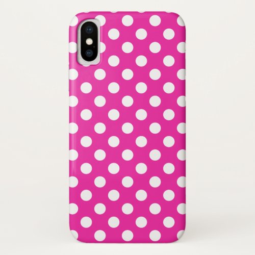 White polka dots on fuchsia iPhone x case