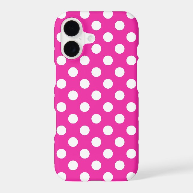 White polka dots on fuchsia Case-Mate iPhone case (Back)