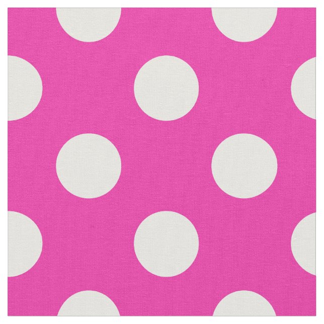 White polka dots on fuchsia fabric (Close Up)
