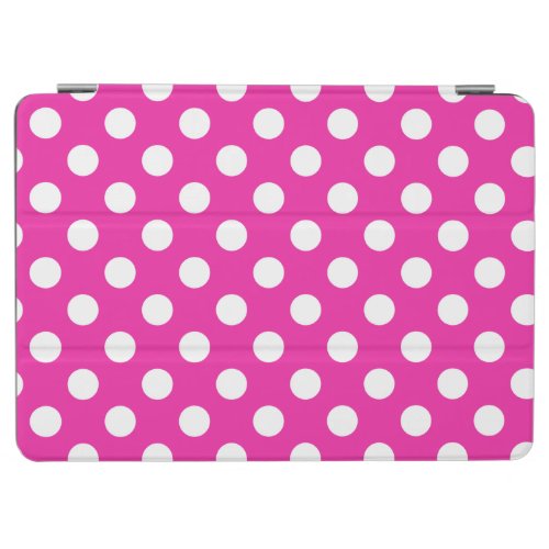 White polka dots on fuchsia iPad air cover