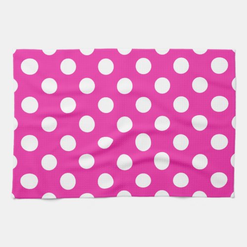 White polka dots on fuchsia kitchen towel