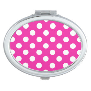 White polka dots on fuchsia makeup mirror