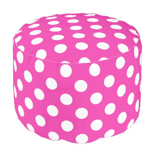 White polka dots on fuchsia pouf