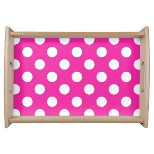 White polka dots on fuchsia serving tray