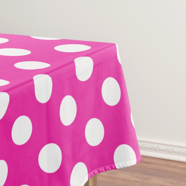 White polka dots on fuchsia tablecloth (In Situ)